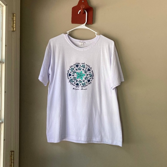 Hand Crafted Tops - Brazil  100% Cotton Tourist Graphic Tee S